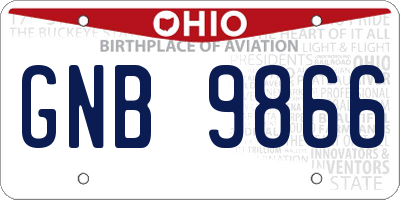 OH license plate GNB9866