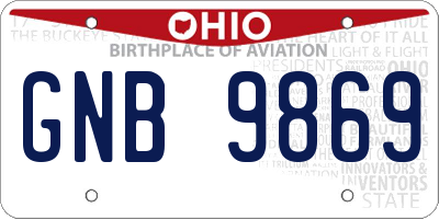 OH license plate GNB9869