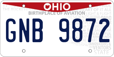 OH license plate GNB9872
