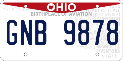 OH license plate GNB9878