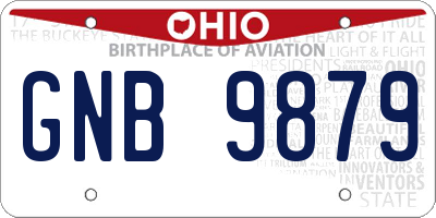 OH license plate GNB9879