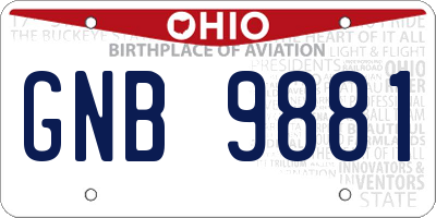 OH license plate GNB9881