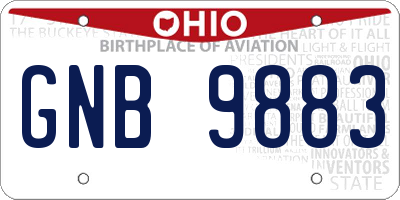 OH license plate GNB9883