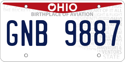 OH license plate GNB9887