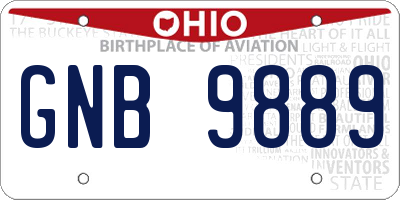 OH license plate GNB9889