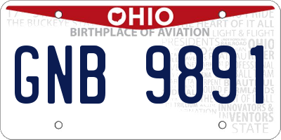 OH license plate GNB9891