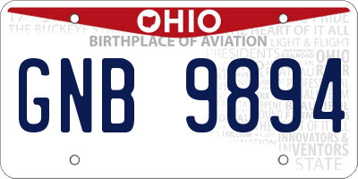 OH license plate GNB9894
