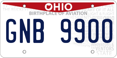 OH license plate GNB9900