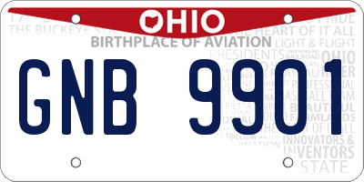 OH license plate GNB9901