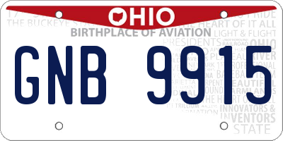 OH license plate GNB9915