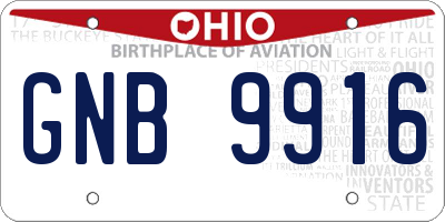 OH license plate GNB9916