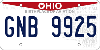 OH license plate GNB9925