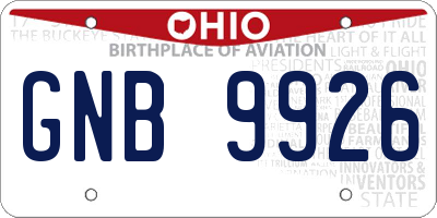OH license plate GNB9926