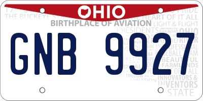 OH license plate GNB9927