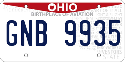 OH license plate GNB9935