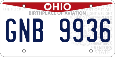 OH license plate GNB9936