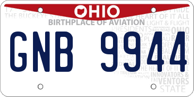 OH license plate GNB9944