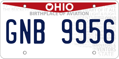 OH license plate GNB9956