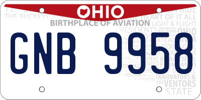 OH license plate GNB9958