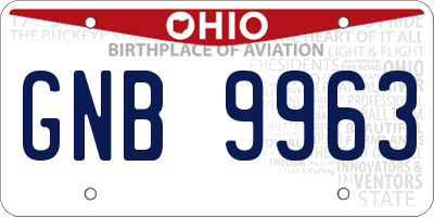OH license plate GNB9963