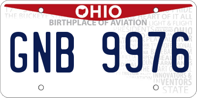 OH license plate GNB9976