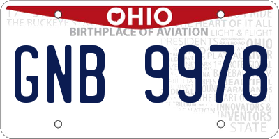 OH license plate GNB9978