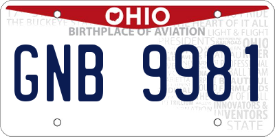 OH license plate GNB9981