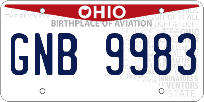 OH license plate GNB9983