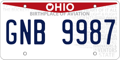 OH license plate GNB9987