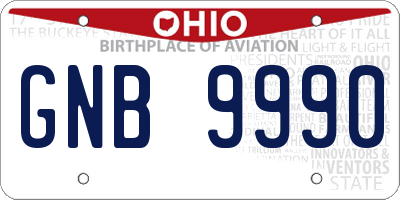 OH license plate GNB9990