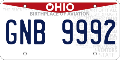 OH license plate GNB9992