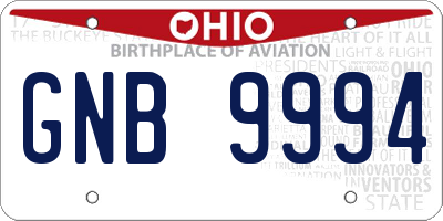 OH license plate GNB9994
