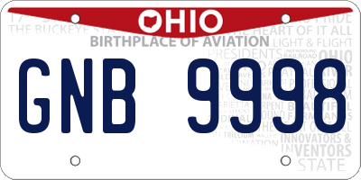 OH license plate GNB9998
