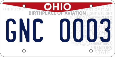 OH license plate GNC0003