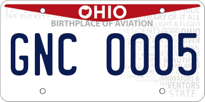 OH license plate GNC0005