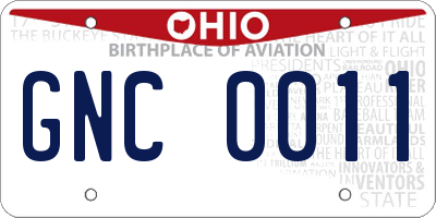 OH license plate GNC0011