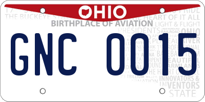 OH license plate GNC0015