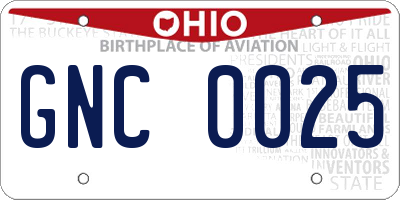 OH license plate GNC0025