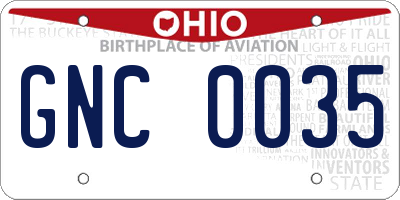 OH license plate GNC0035