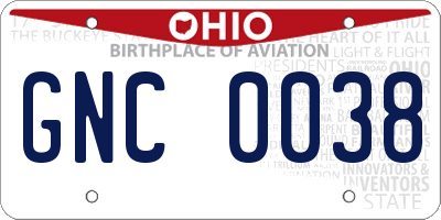 OH license plate GNC0038