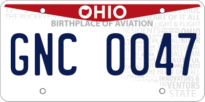 OH license plate GNC0047
