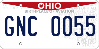 OH license plate GNC0055