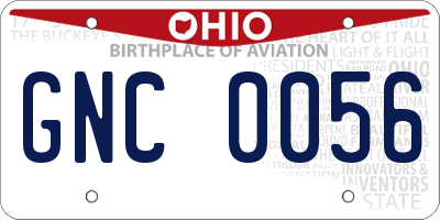 OH license plate GNC0056