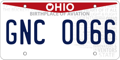 OH license plate GNC0066