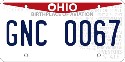 OH license plate GNC0067