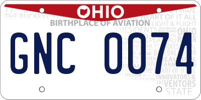 OH license plate GNC0074