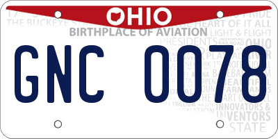 OH license plate GNC0078