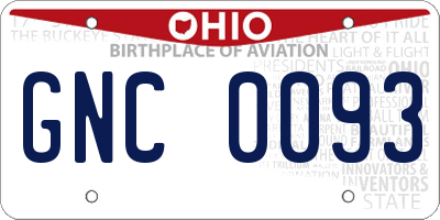 OH license plate GNC0093