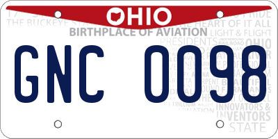 OH license plate GNC0098
