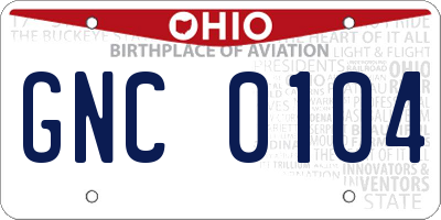 OH license plate GNC0104